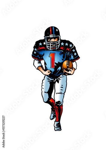 American football player running with the ball
