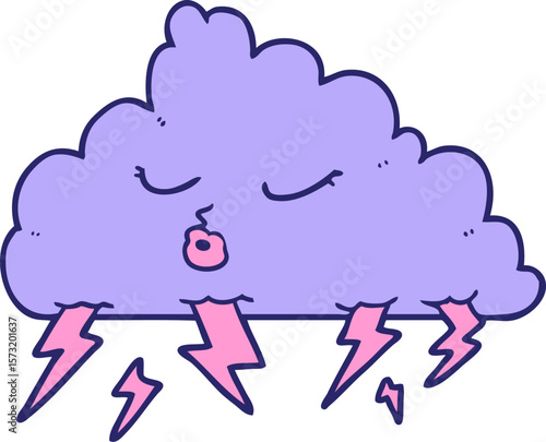 Fotografie cartoon thundercloud in bright neon color