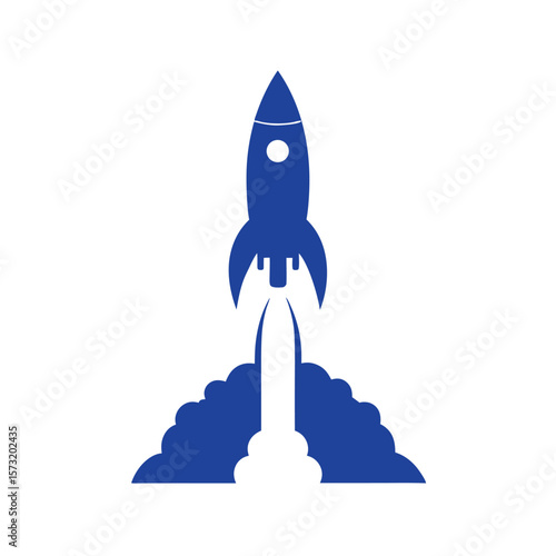 Rocket launching upward silhouette for innovation startup and space exploration concept