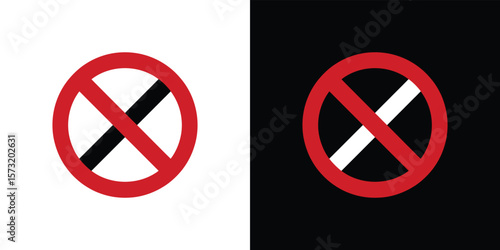 Prohibition Symbol Red Circle with Diagonal Black Line on White and Black Backdrop
