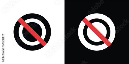 Prohibited Sign with Red Slash on Black and White Backgrounds, Circle, Forbidden