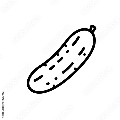 Outline drawing of a single fresh green cucumber silhouette