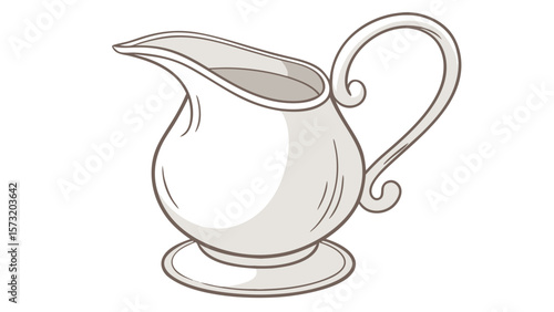 Elegant White Ceramic Creamer or Milk Pitcher Illustration