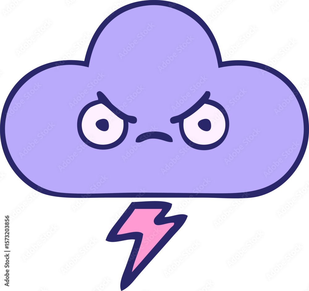 cute cartoon of a storm cloud in bright neon color cute cartoon of a storm cloud in bright neon color