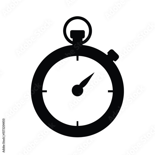 Stopwatch with ticking hand silhouette for timer speed urgency and athletic countdown art
