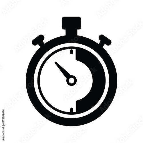 Silhouette of a stopwatch icon with ticking hand for timing precision and race events