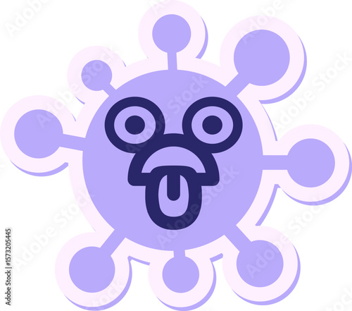exhausted staring virus sticker in bright neon color