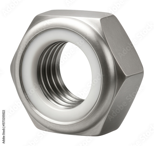 Hexagonal self-locking nut with nylon insert for securing components in a machine assembly plant