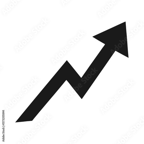 Chart arrow rising upward silhouette for business growth stats success and analytics theme