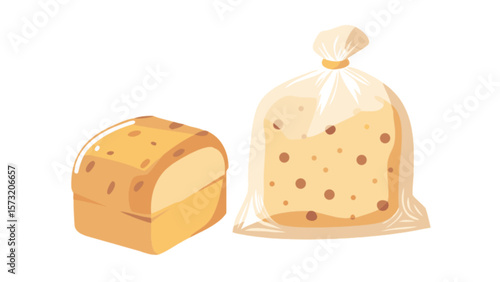 Loaf of bread bakery product fresh baked goods in plastic bag food item delicious carbs homemade bread recipe