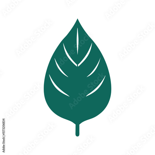 Tree leaf with visible veins silhouette for nature botany environment and eco design