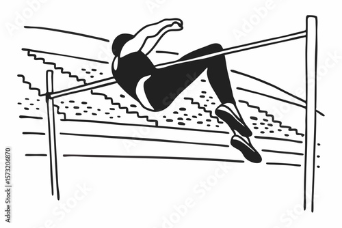 Athlete clearing high jump bar sports track and field