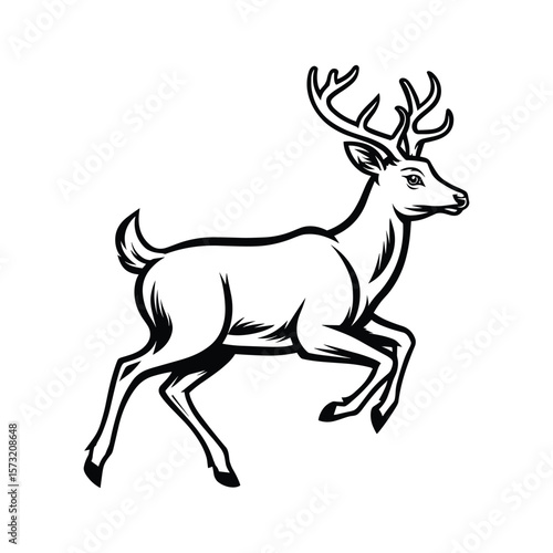 Wallpaper Mural Minimal Deer Leap Sketch in Monochrome Torontodigital.ca