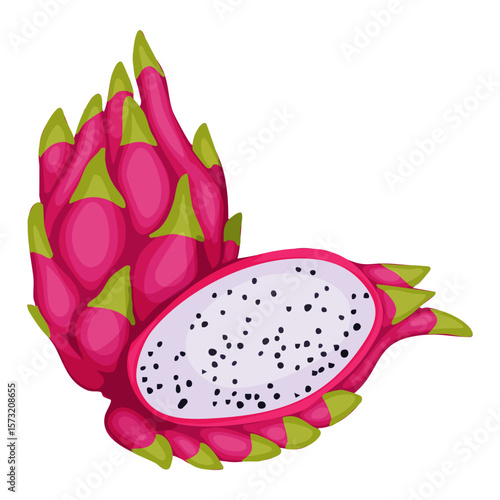 Fresh Dragon Fruit Exotic Tropical Delight with Seeded Pulp