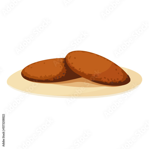 Two fragrant ginger cookies on a beige plate, a delicious dish.