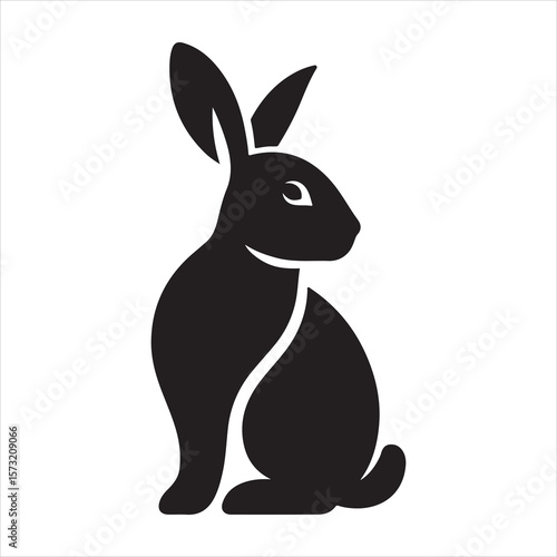 Silhouette vector of a rabbit standing on a white background