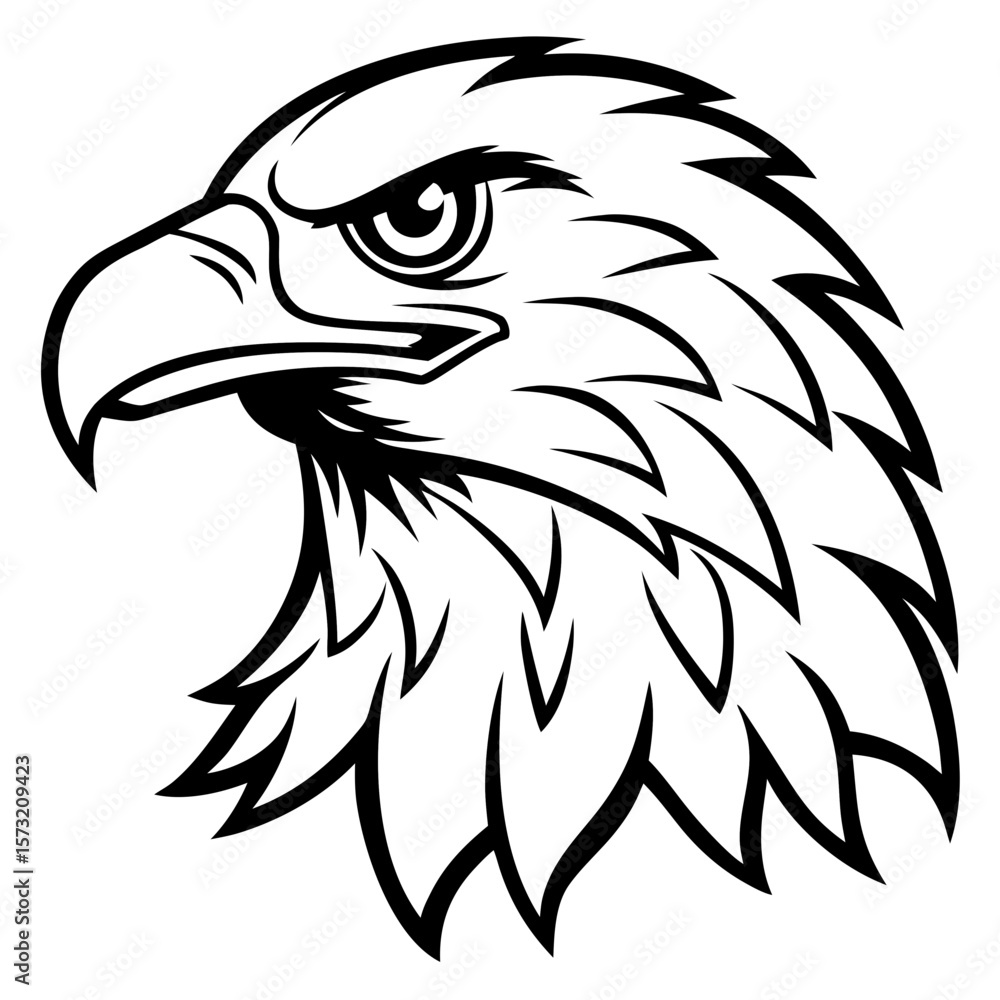 Obraz premium Fierce eagle head profile with sharp features and feather detail silhouette