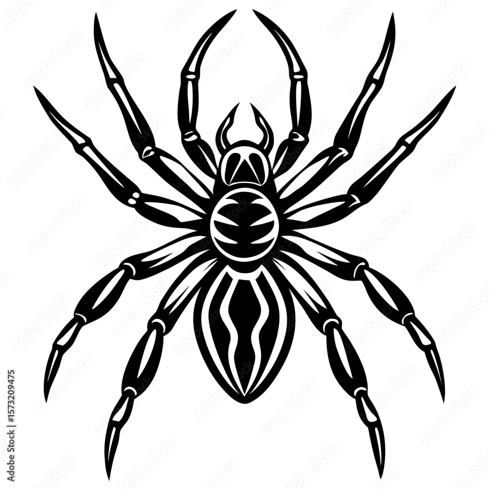 Obraz premium Intricate black spider with eight legs and detailed body silhouette