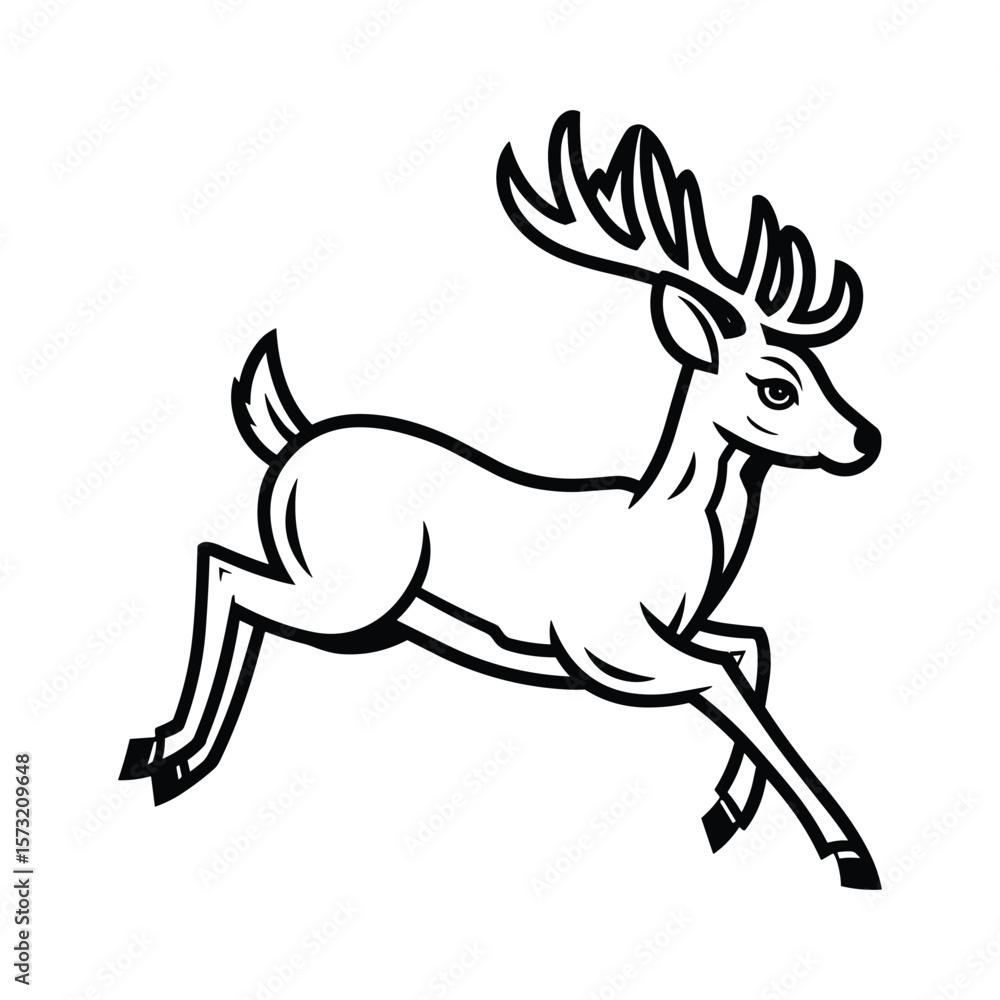 Fototapeta premium Monochromatic Deer in Action Pose Illustration