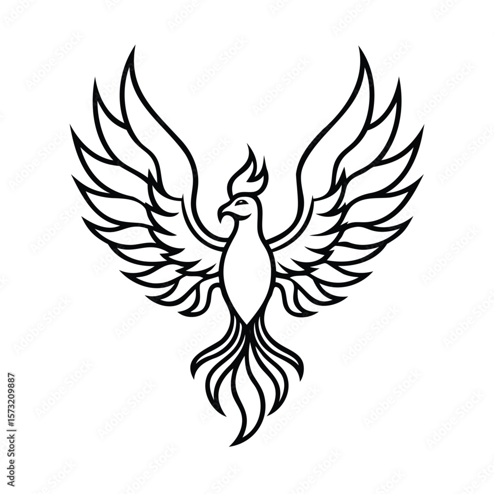 Fototapeta premium Phoenix with outstretched wings on a bird graphic