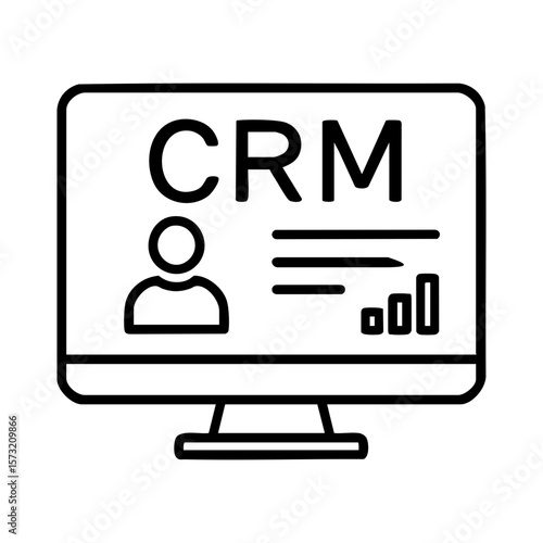 CRM software icon on desktop screen for customer data and sales workflow