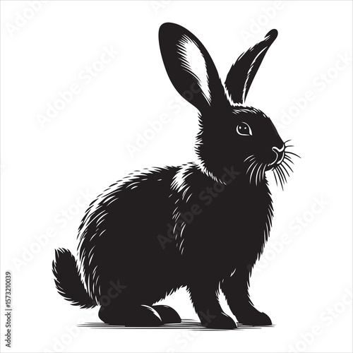 Silhouette vector of a rabbit standing on a white background