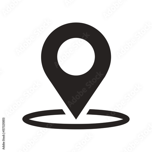 Silhouette of location pin with arrow for route planning direction and GPS tracking