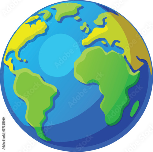 Stylized earth globe with continents and oceans