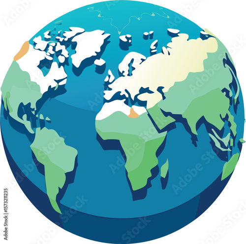 Stylized earth with continents and oceans