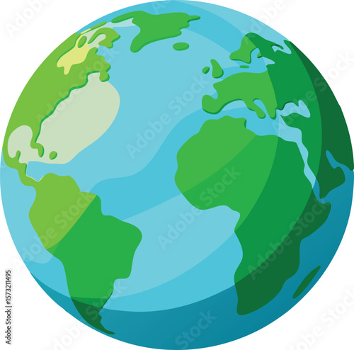 Stylized earth globe with continents and oceans