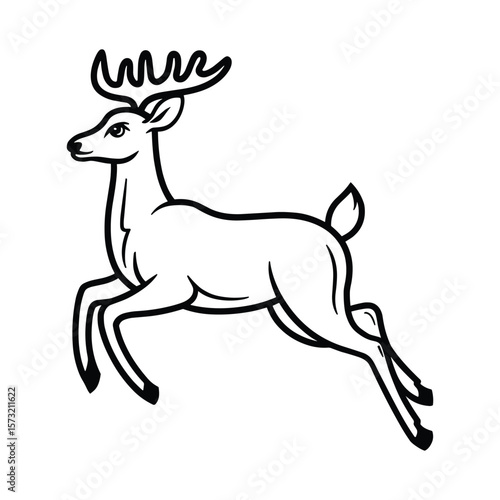 Wallpaper Mural 
Wild Deer in Mid-Leap, Stylized Monochrome Art Torontodigital.ca