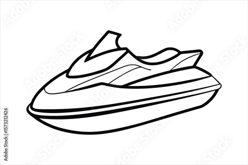 Vector Clip Art Illustration of a Jet Ski Outline Isolated on a White Background
