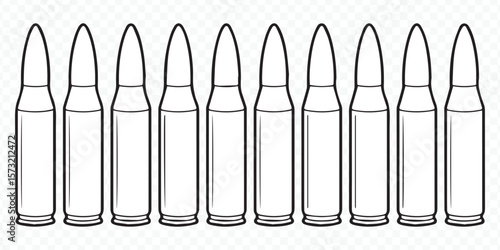 high-resolution bullet ammo vector with detailed shells for seamless patterns and tactical weapon design assets