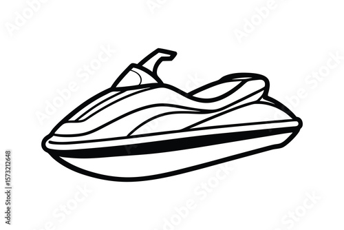 Vector Clip Art Illustration of a Jet Ski Outline Isolated on a White Background
