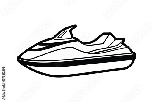 Vector Clip Art Illustration of a Jet Ski Outline Isolated on a White Background
