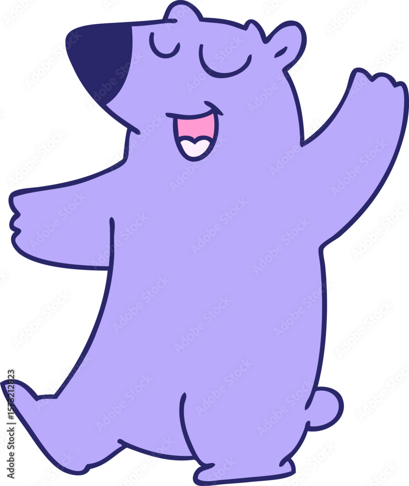 Fototapeta premium hand drawn quirky cartoon bear in bright neon color