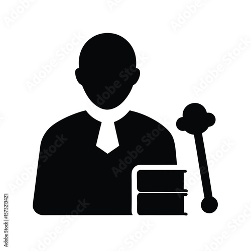 Judge gavel with law book silhouette for legal system justice and courtroom authority