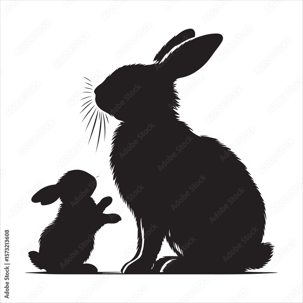Naklejka premium Silhouette vector of a rabbit standing on a white background