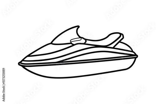 Vector Clip Art Illustration of a Jet Ski Outline Isolated on a White Background
