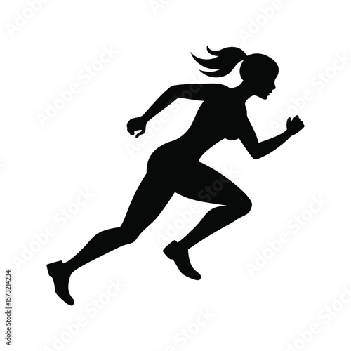Female runner sprinting silhouette for athletic training fitness competition and sports life
