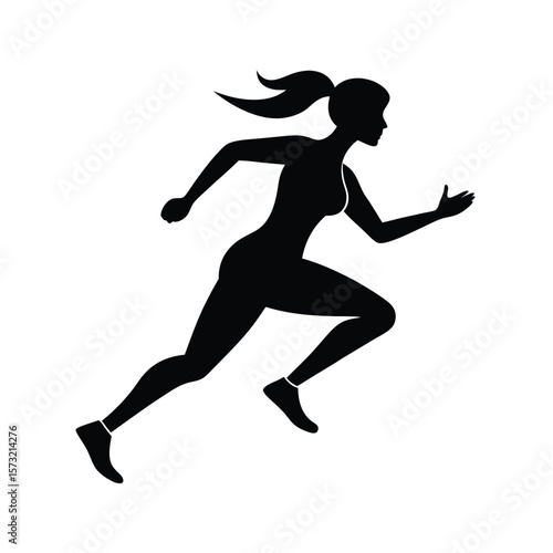 Silhouette of woman sprinting for marathon health activity and active lifestyle branding