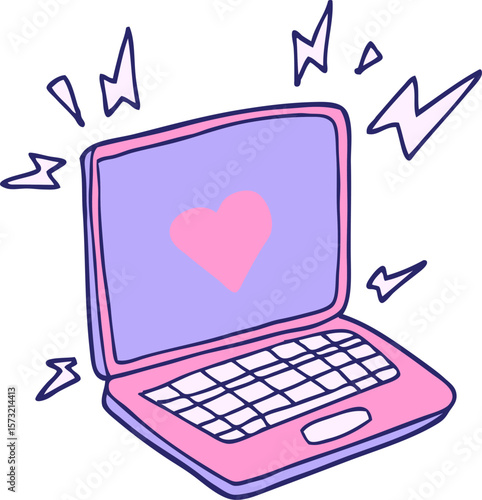 internet dating cartoon  in bright neon color