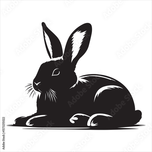 Silhouette vector of a rabbit standing on a white background
