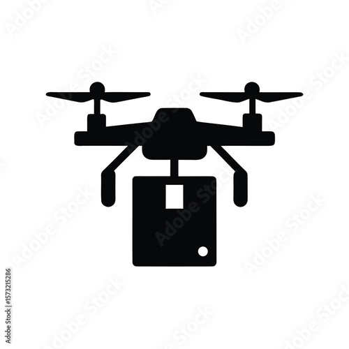 Delivery drone with package silhouette for express shipping futuristic and tech delivery  