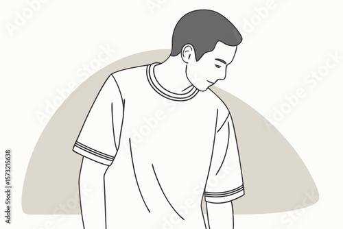 Man wearing a white t shirt with grey hair vector