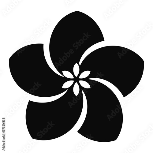 Black and White Stylized Plumeria Flower Graphic Design Element vector