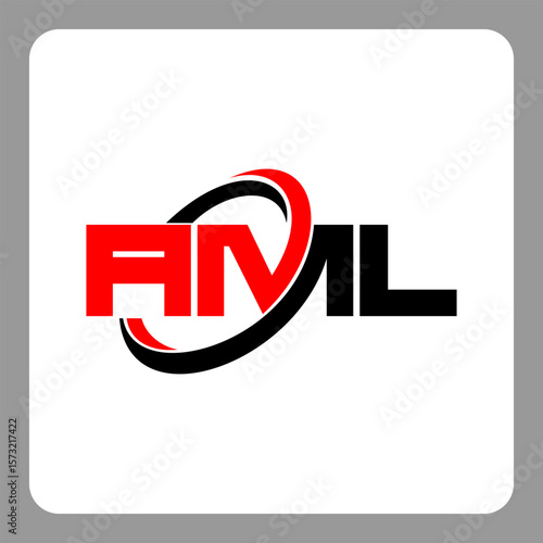 AML logo. AML letter. AML letter logo design. Initials AML logo linked with circle and uppercase monogram logo. Modern Red and Black Initials Logo for Corporate, AML typography for technology,