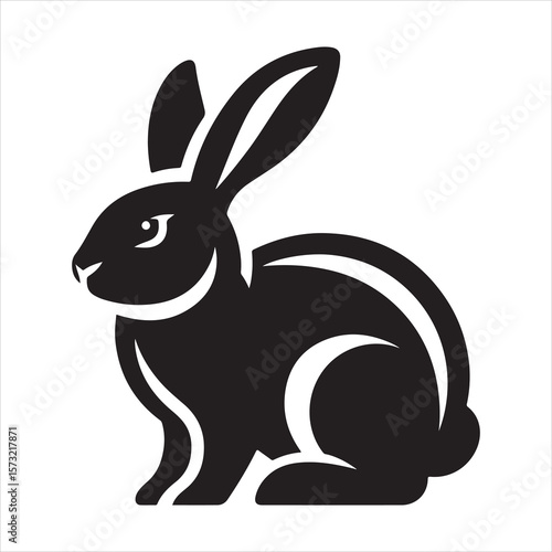 Silhouette vector of a rabbit standing on a white background
