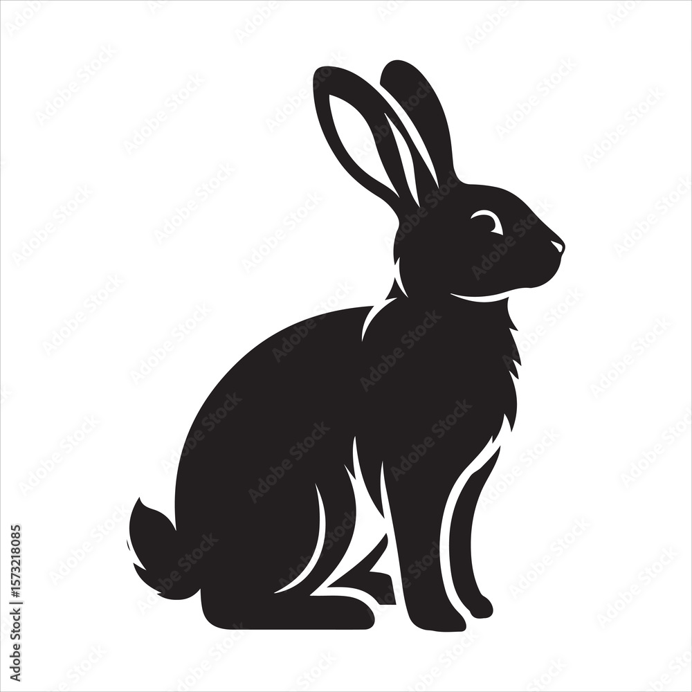 Naklejka premium Silhouette vector of a rabbit standing on a white background