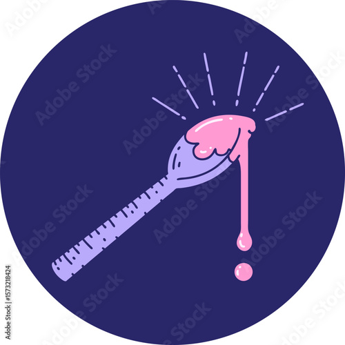 icon of a tattoo style spoonful of honey in bright neon color